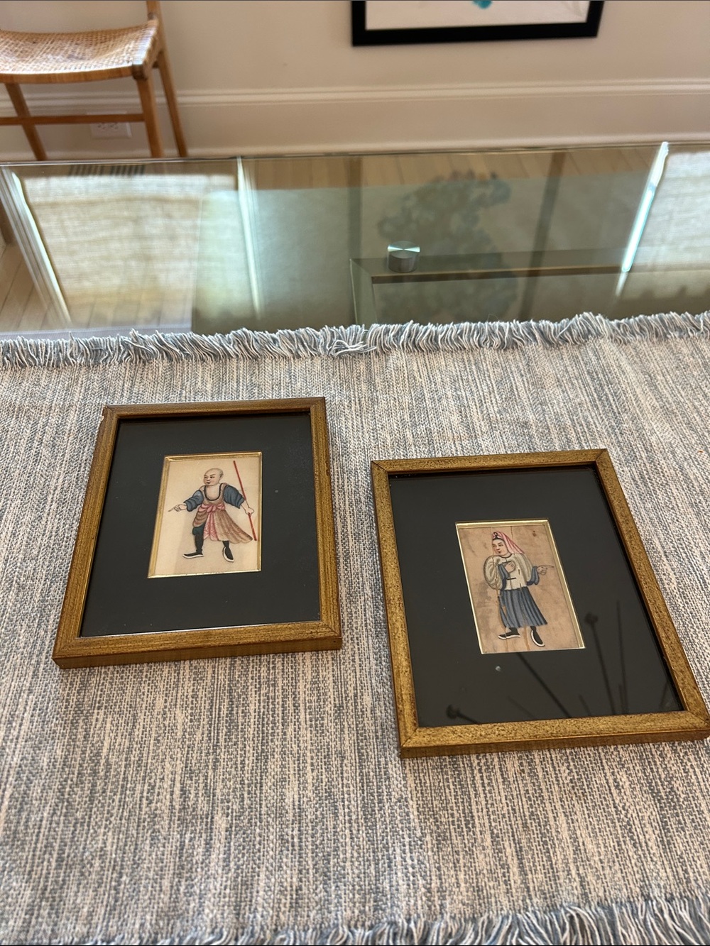 19th Century Framed Chinese Painting on Pith Paper- Set of 2